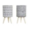 Pine Wood Flower Pot - DKD Home Decor - White - Square - 29.2x50.2x32.8 Cm - Set of 2 - Interior Decoration