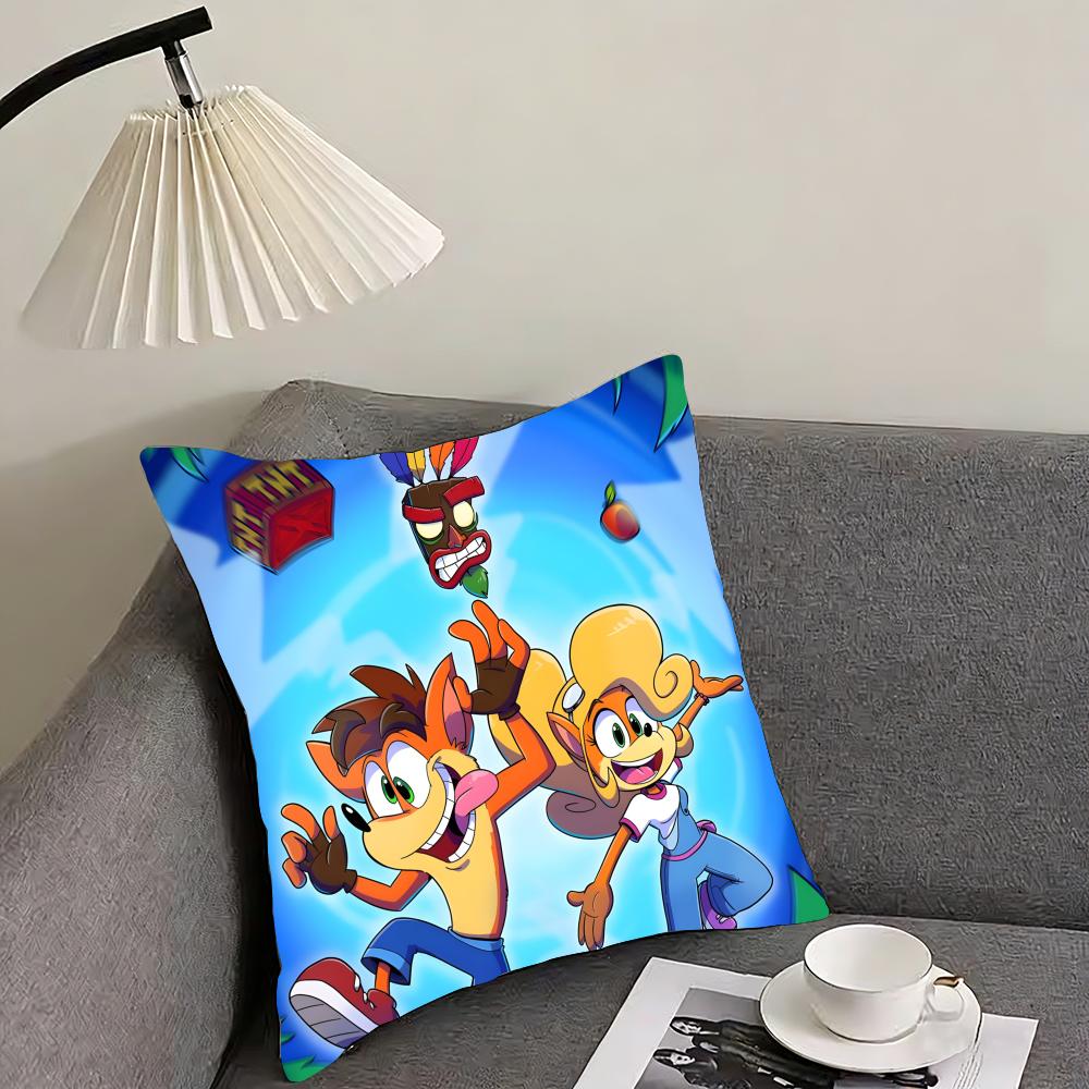 Game Cartoon Crashs B-Bandicoot Cushion Cover Reversible Plush Pillow Cover – For car, sofa, bedroom, perfect as a gift.