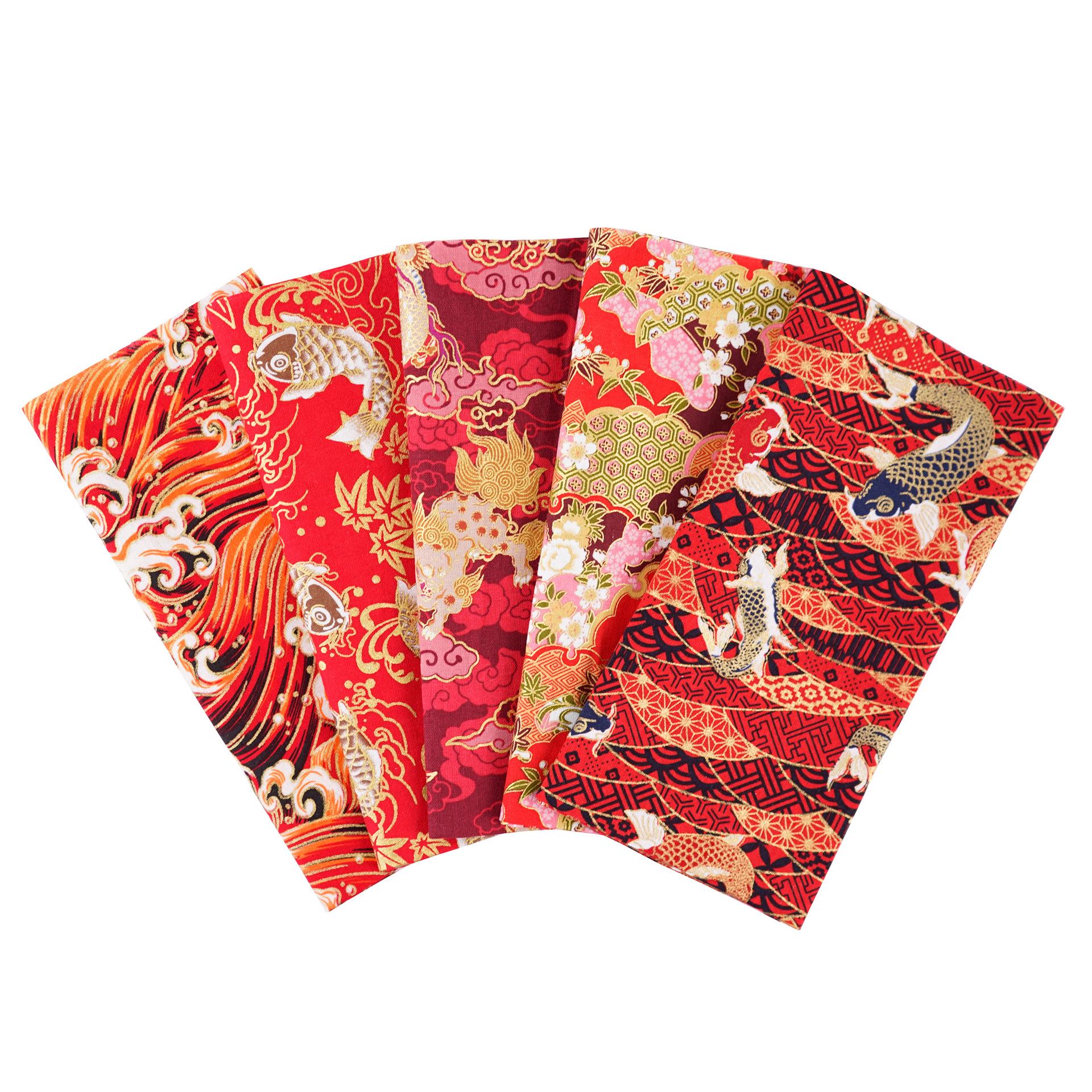 

Комплект хлопковой ткани с цветочным узором в японском стиле: 5 цветных пэчворков для проектов своими руками