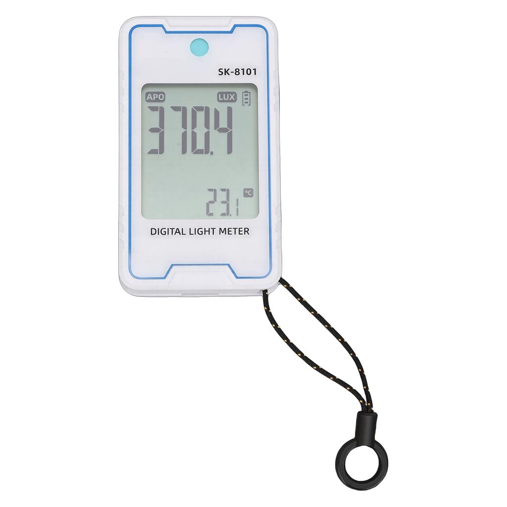 Mini Digital-Lichtmesser mit Temperatur- und Luftfeuchtigkeitsanzeige, automatische Abschaltung, Datenspeicherung, Licht FC-Einheitenumrechnung, Typ-C-Laden
