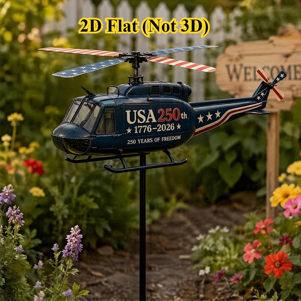 250th Train Garden Wind Spinner, Liberty Express Train Wind Spinner,Metal Patriotic Helicopter Windmill Stake for Yard Patio Decor белый