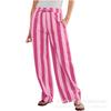 Women's 2024 Striped Drawstring Wide-Leg Pants - Low Waist, Loose Fit with Pockets