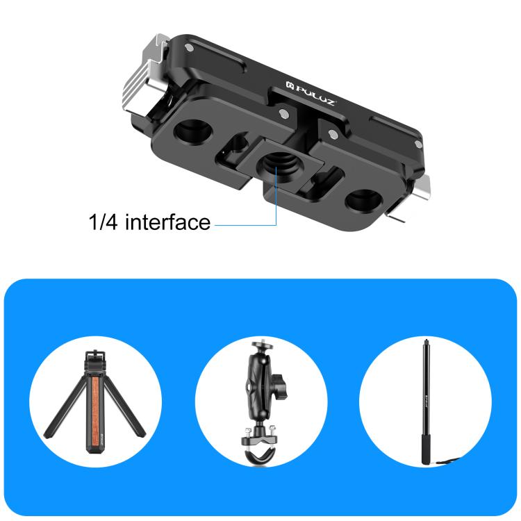 For Insta360 GO Ultra PULUZ Magnetic Aluminum Alloy Quick Release Base Mount (Black)