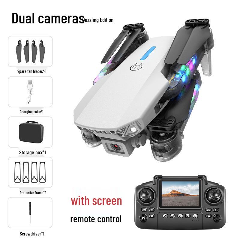 E99MAX Dual Camera Foldable Drone: Brushless Quadcopter with Optical Flow and Remote Control Large Screen.