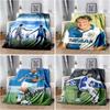 Grasshopper Club Zurich Vintage Soccer Player Portrait Flannel Blanket Retro Swiss Football Throw Blanket Football Fan Bedroom Warm Sofa Cover Mat