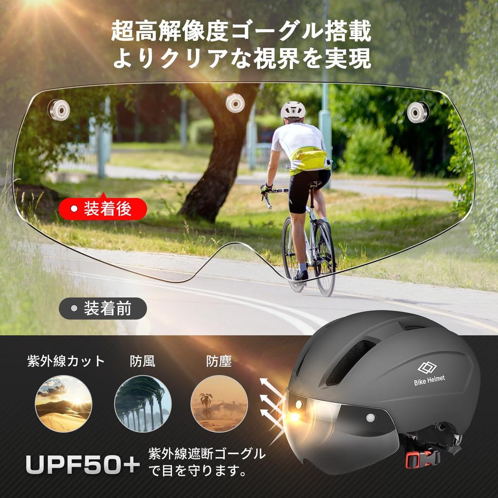Mixiu Bicycle CE with Magnetic UV Impact Adjustable Size with LED for Road and and School Helmet, Certified, Goggles, Protection, Windproof,