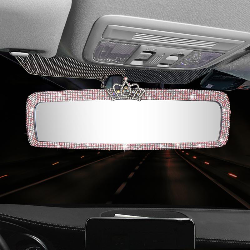 1Pc Chic Crystal-Encrusted Car Makeup Mirror - Ultra-Thin, Sunshade Design for All Vehicles, Durable ABS Plastic