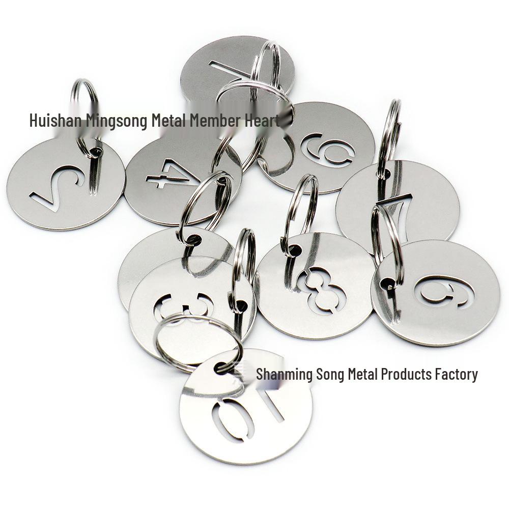 Stainless Steel Numbered Keychain Tag - Anti-Loss ID Pendant