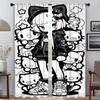 Cute Girl With Cats Modern Living Room Curtains for Camera Shades Window Curtain Halloween Decoration Curtains 2 Pieces Kitchen