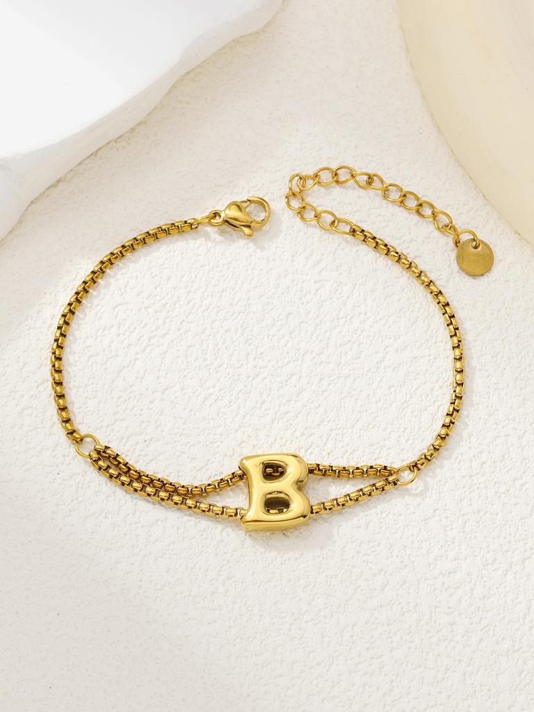 New stainless steel wholesale 26 English letters double-layer ring gold-plated bracelet