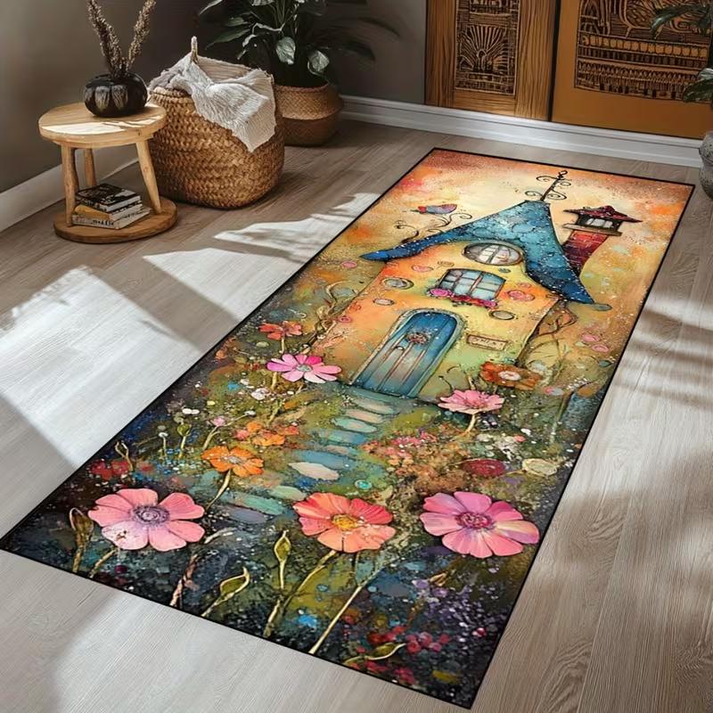 Gemalter 3D Hortensienteppich, mehrschichtiges Blütenmotiv in lebhafter Farbpalette Teppich Fußmatte für sonnige Wohnzimmerdekoration modisch
