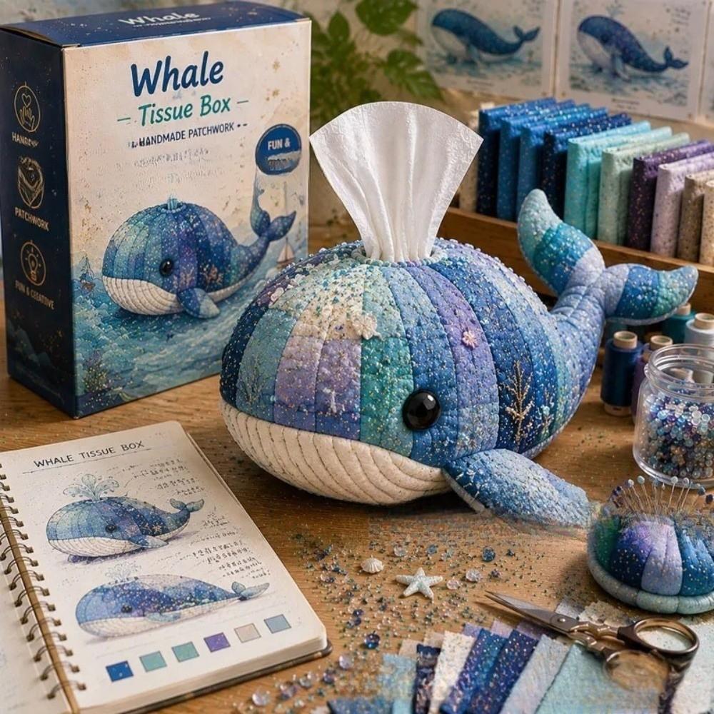 Vorgeschnittene Stoff-Taschentuchbox DIY-Set Patchwork-Design Gesteppte Taschentuchbox Für Anfänger