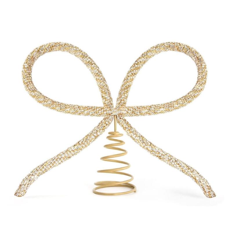 

Metal Christmas Tree Toppers Bowknot Decoration Elegant Festival Star Alternative For Holiday Homes Decors розового золота