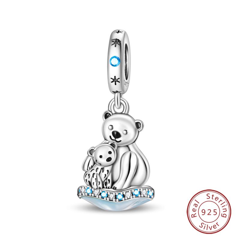 New Winter Charms Bead Copper Snowflake Snowman Penguin Deer Dangle Fit Bangle Bracelet Necklace Diy Jewelry