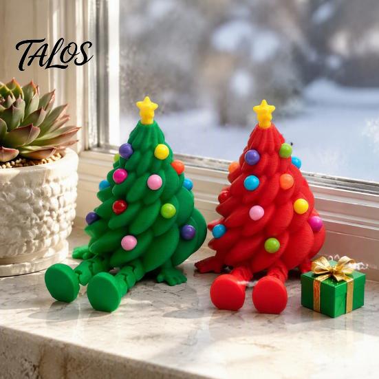 Christmas Tree Ornaments Articulated Figurine, 3D Printed Movable Joints Colorful Tabletop Ornament, Creative Holiday Table Decor Flexible Character