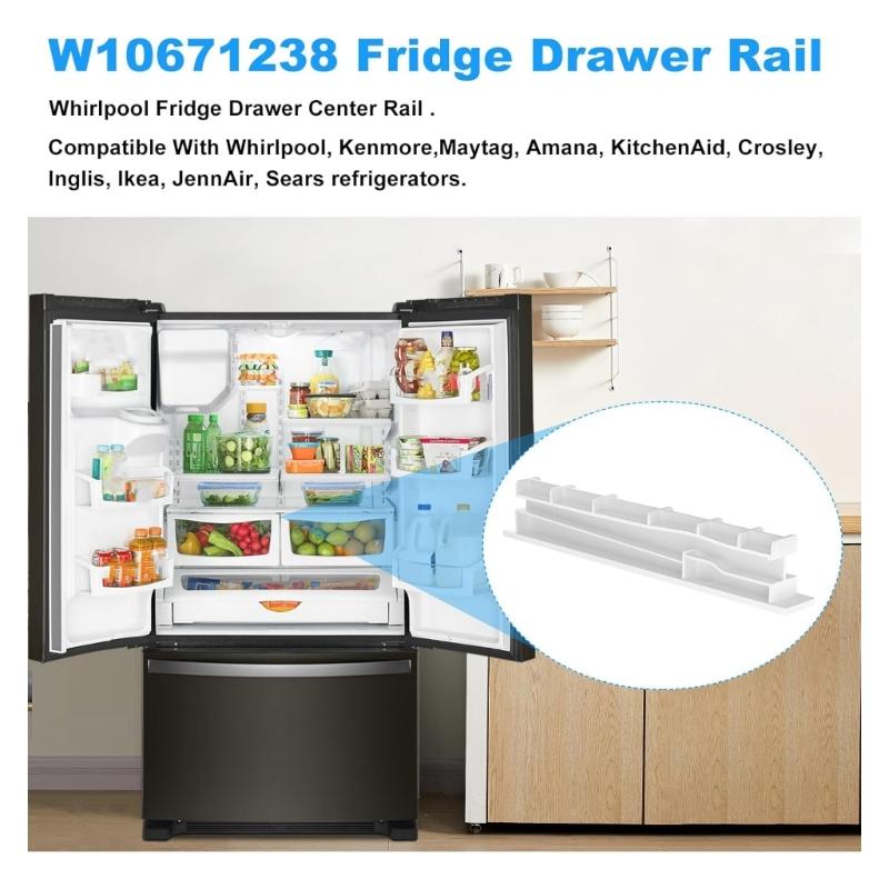 12.8 Inch Long Center Guide Rail for Fridge Drawers Supporting Smooth Sliding and Preventing Common Malfunctions