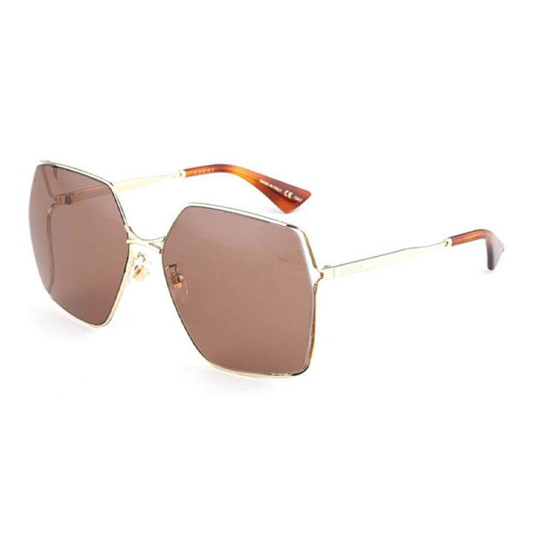 Gucci Herringbone Hollow Large Frame Irregular Square Sunglasses Unisex Sunglasses GG0817S-002