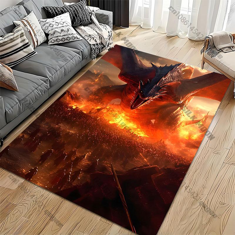 Dragon destruction chaos fiery battle carpet Yoga living room room decor children's crawling mat doormat area rug