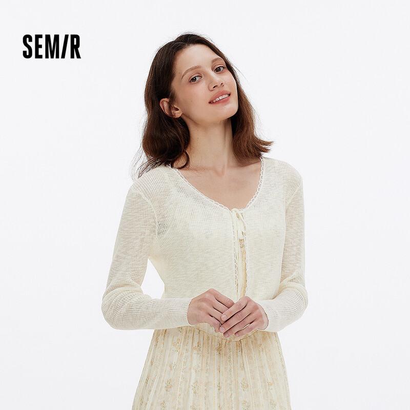 

Женский вязаный кардиган Semir с кружевной отделкой и V-образным вырезом L