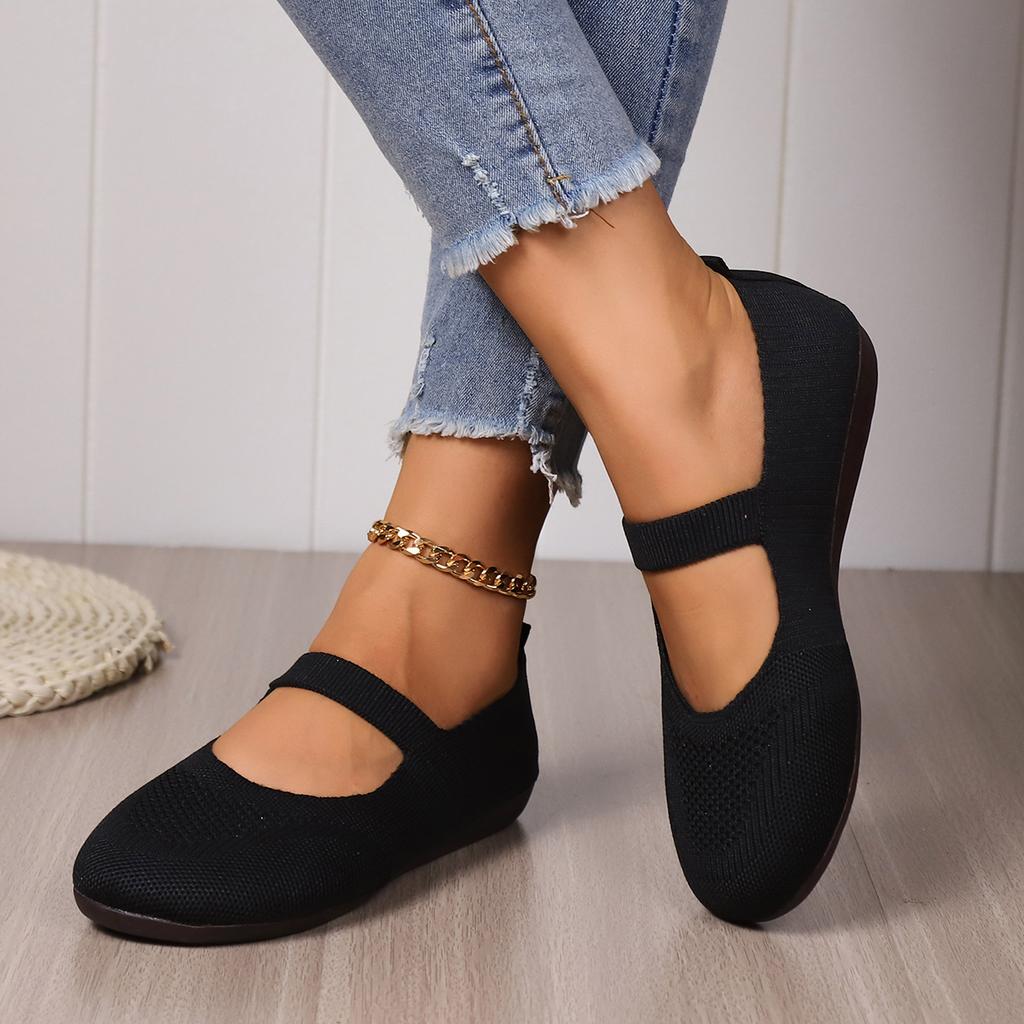 Fashion Autumn New Womens Fashion Round Toe Flat Non-Slip Womens Shoes Solid Color Mesh Shallow Mouth Slip-On Women Shoes Large Size