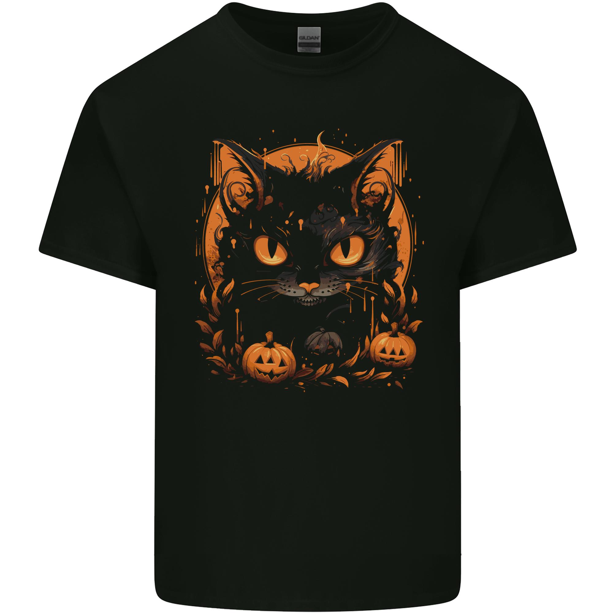 Halloween Cat With Pumpkins Unisexs Light Cotton TShirt S