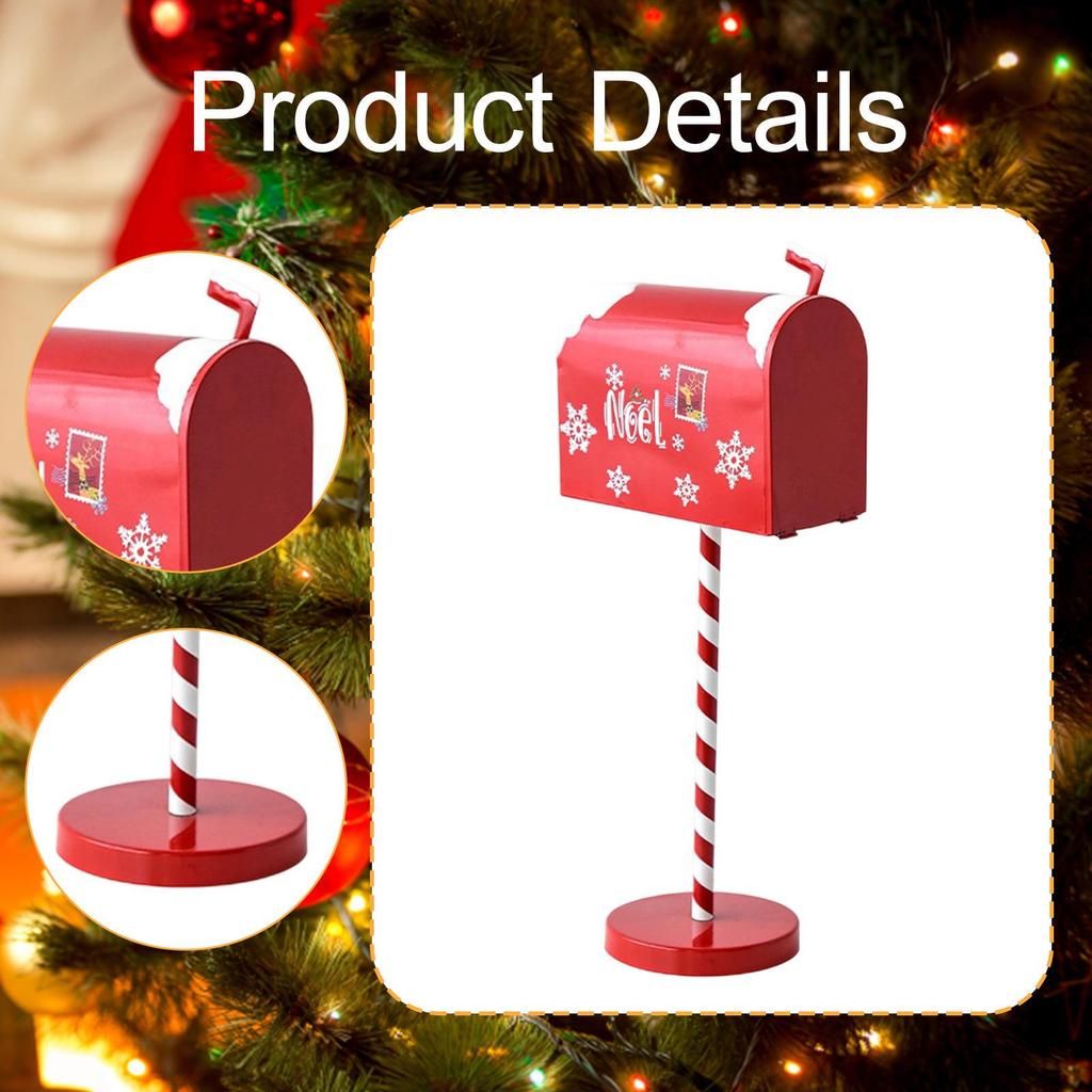 Christmas Mailbox Easy to Install Metal Decorative Sturdy Decor Xmas Letters Mail Box for