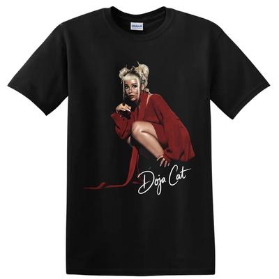 Doja Cat T Shirt Music Fan Art Red Portrait Pop Star Graphic Tee Concert Gift