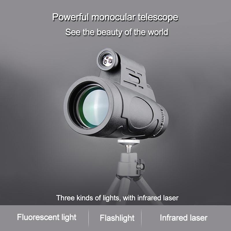 Hd Professional Monocular Powerful Binoculars Long Range Telescope With Lights Bak4 Zoom Portable Lll Night Vision