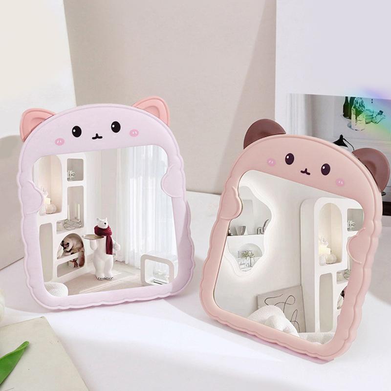 Cartoon Dressing Mirror Makeup Mirror Thick Folding Flip Student Portable Compact Makeup Mirror Table Desktop Mirror