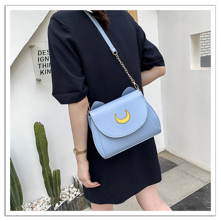 Summer Sailor Moon Ladies Handbag Black Luna Cat Shape Chain Shoulder Bag PU Leather Women Messenger Crossbody Small Bag Purses