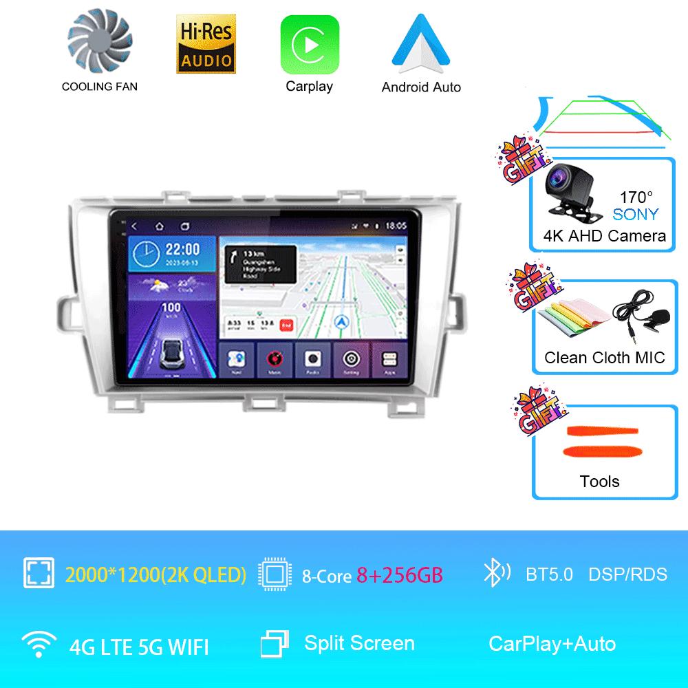 QLED DSP Car Radio Android 14 For Toyota Prius XW30 2009 - 2015 Multimedia Video Player GPS Navigation Stereo Carplay 4G WIFI BT
