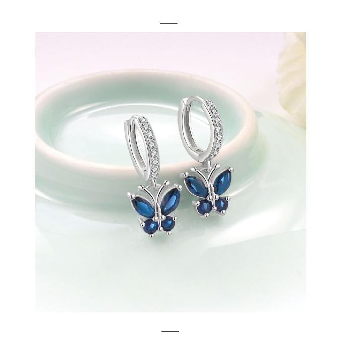VENTFILLE 925 Sterling Silver Exquisite Zircon Colorful Butterfly Sparkling Earrings For Women Gift Jewelry Dropshipping