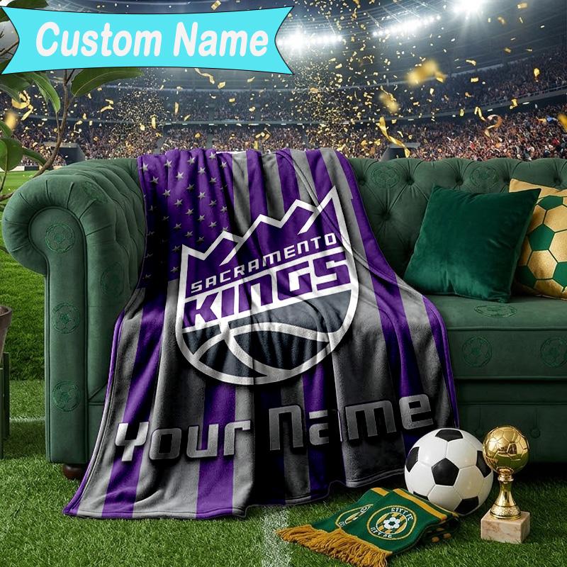 Custom Name Blanket Sacramento Basketball Logo Blanket Bedding Blanket for Travel, Camping, Living Rooms, Offices, Sofas, Fan Christmas gift