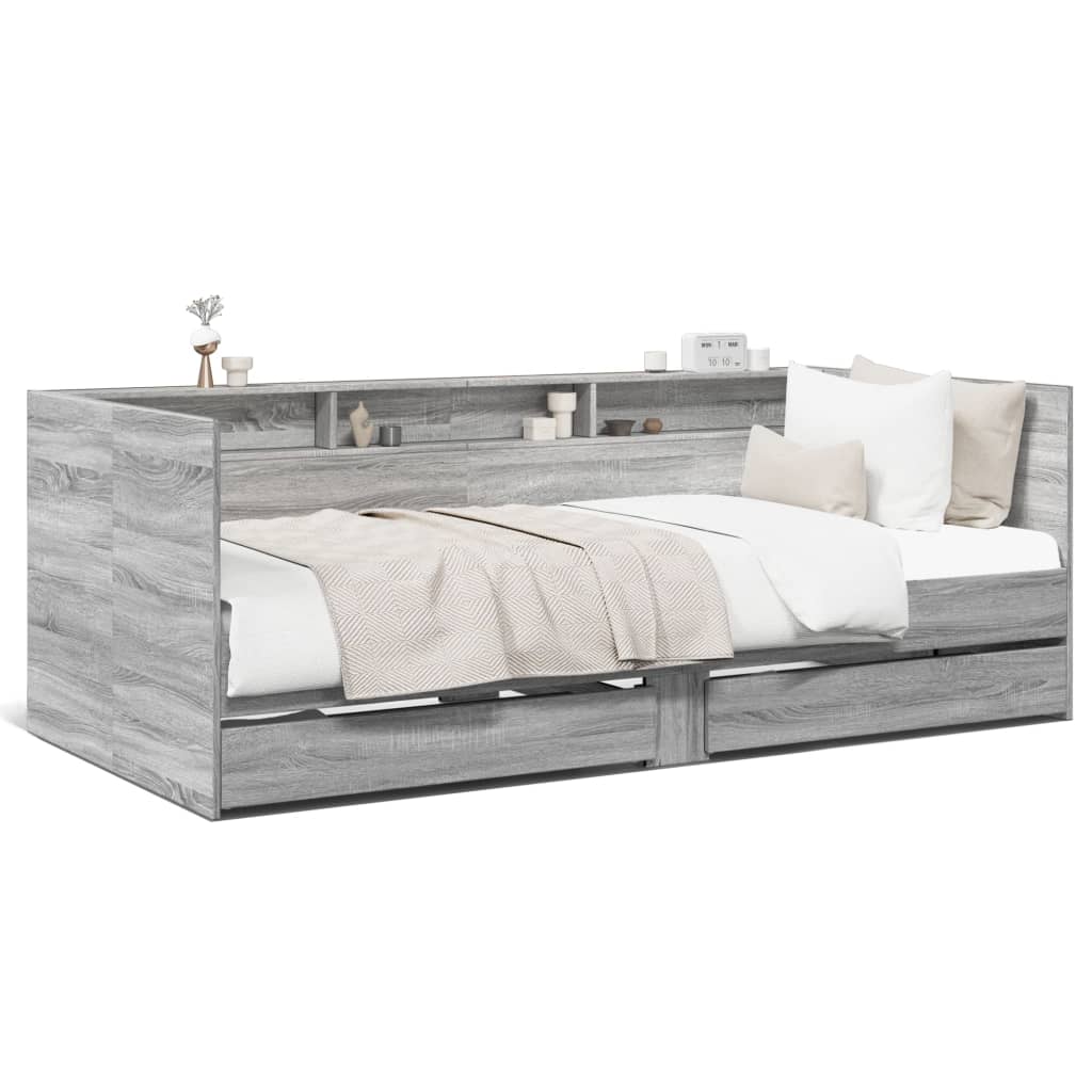 Daybed with Drawers Without Mattress Gray Sonoma 75 x 190 cm