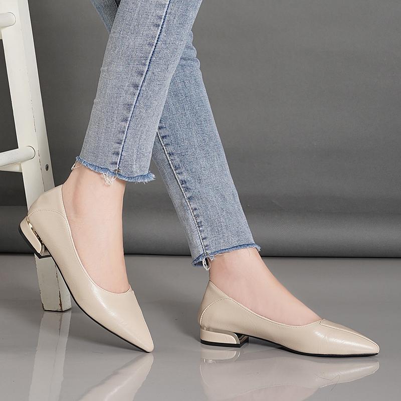 2025 Spring and Autumn New Pointed Toe Single Shoes Women Thick Heel Shallow Mouth Professional All-match Women's Shoes