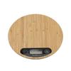 Round Bamboo LED Display Electric Kitchen Weighing Scale Cooking Food 5kg/ 1g