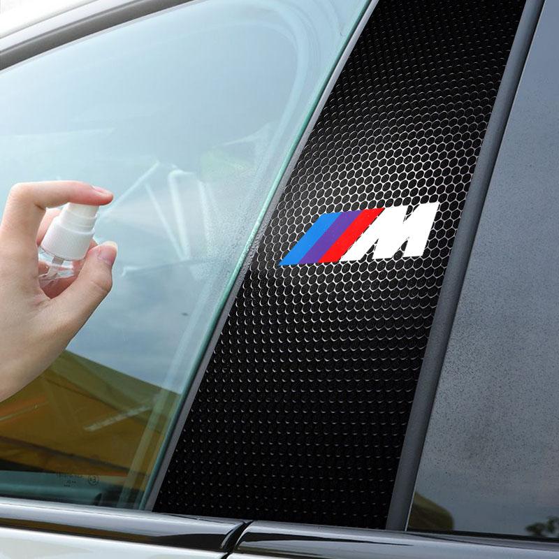 2 szt. Folia ochronna na słupek środkowy z logo samochodu Naklejka odporna na zarysowania Naklejka do BMW E60 E46 E39 E38 E90 E36 F30 E30 E31 E34 F10 F20 E87 E92 E91 X1 X5 X3 X6