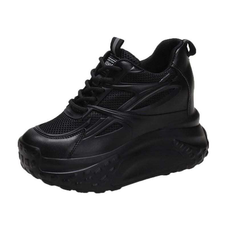 10cm Höherwachsende Damenschuhe Mode Lässig Mesh Schuhe Damen Keilplateau Schuhe Atmungsaktive Hohl Schnürer Tenis
