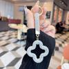 Voller Diamant Blume Kleeblatt Schlüsselanhänger mit Seil - Koreanischer Stil
