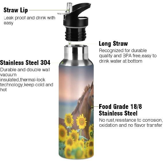 Cute Koala Water Bottle Kids Stainless Steel Vacuum Insulated Water Flask Sandard Mouth Bottle with Wide Handle