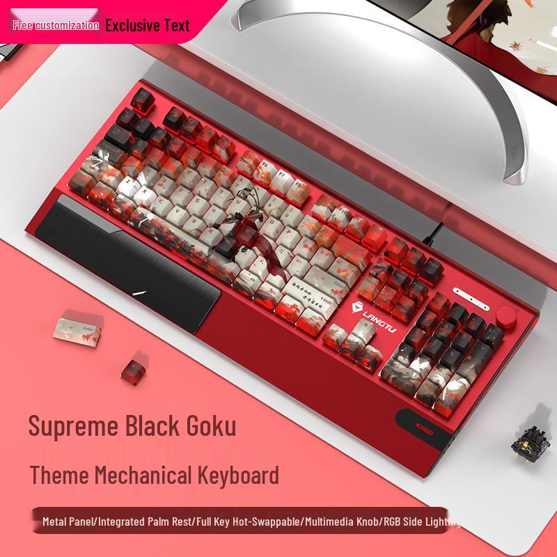 Langtu K1000 Mechanical Gaming Keyboard with Blue Switches - Custom PBT Theme for Girls & Office Use
