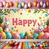 Easter Bunny Decoration Background Easter Eggs Banner Photography Props Outdoor Garden Decors Easter Party Home Supplies 2025