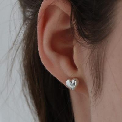 BEFORE MOONRISE [Silver 925] Plump Heart Earrings SE227 - Silver