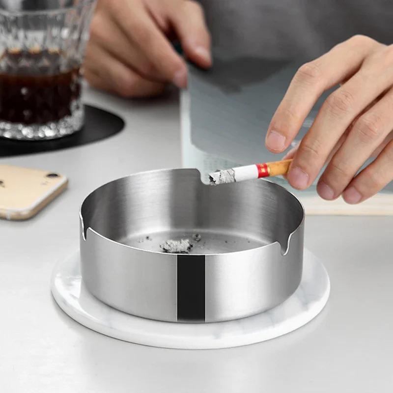 New Wooden Ashtray Steel Liner Windproof Ashtray Easy To Clean Patio Office Home Cigar Durable Holder WithLid Smokers Stainless