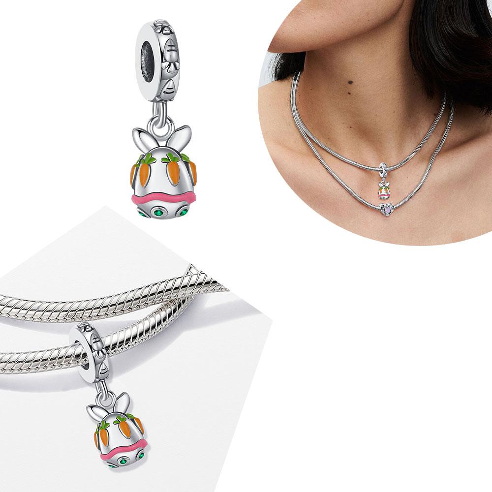Easter Bead Fit Bracelet S925 Silver Elegant Charm Rabbit Dangle Pendant DIY Jewelry Love Gift