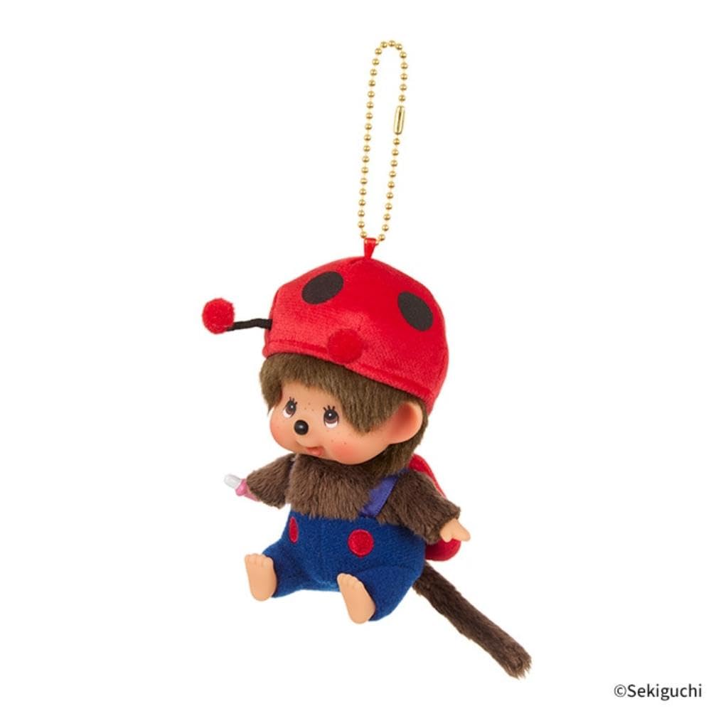 Sekiguchi Monchhichi Large Face SS Keychain Ladybug 245949 H11 X W8 X D6cm