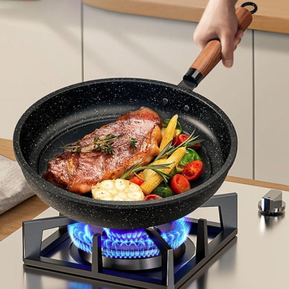 Non Stick Stir Fry Pan Flat Bottomed Saucepan Multipurpose Frying Pan  Steak