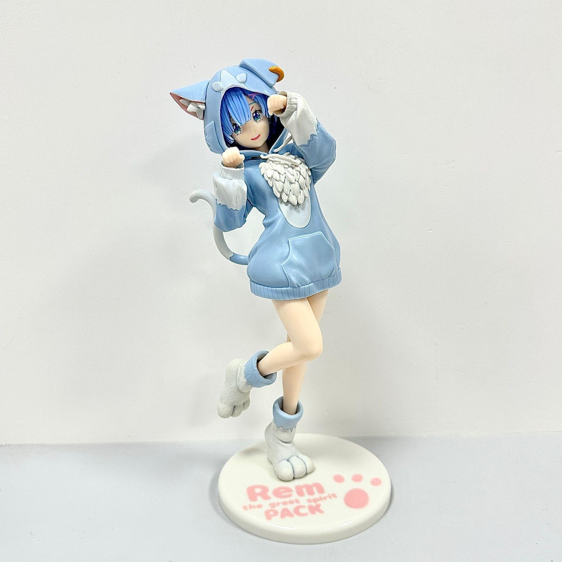 18CM Anime Rem Emilia Cat RE: Zero Starting Life In Another World Figure Different Version Static Toys Japanese Dolls