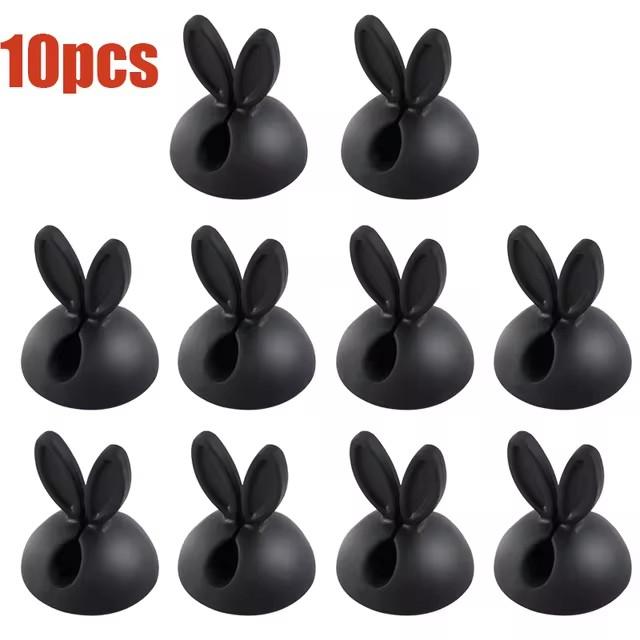 Cute Rabbit Ear Cable Manager Desktop Car Dashboard Charger Cables Clasp Clip Desk Line Organizer Bunny Ear Winder Holder