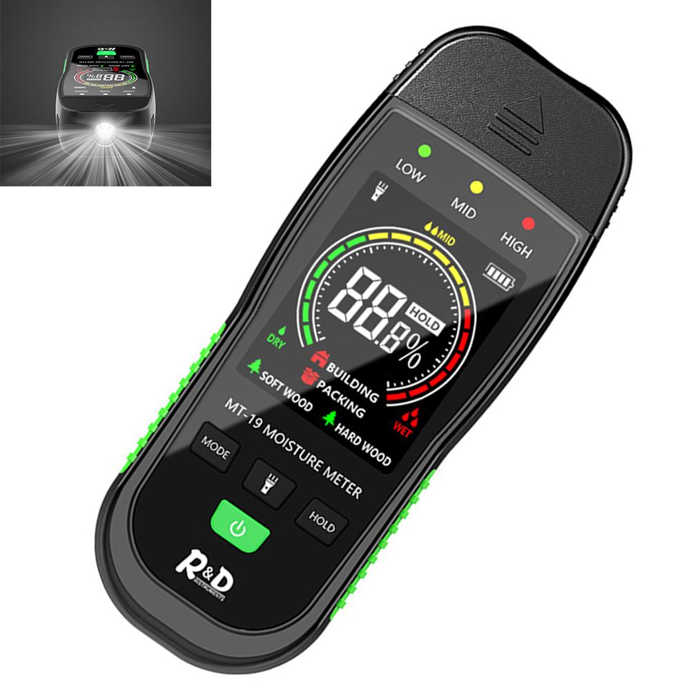 Digital Concrete Brick Detector Backlit LCD Screen 2 Pins Moisture Gauge Portable Hygrometer for Walls Firewood Drywall Concrete